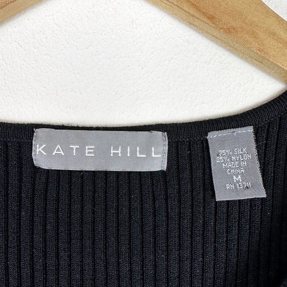 Kate Hill Silk Blend and Beaded Black Knit Top - Picture 4 of 6